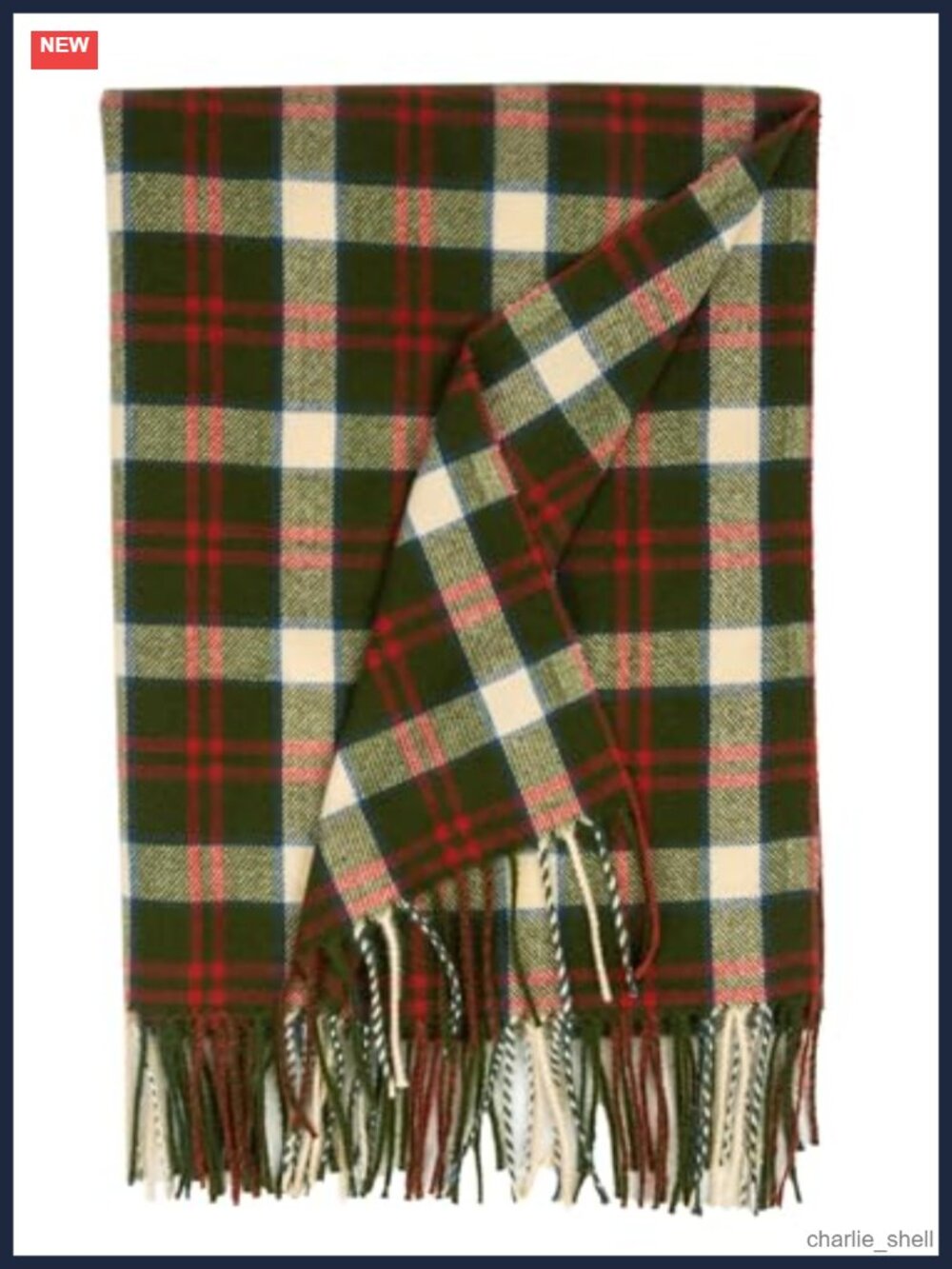 Oversized Plaid Winter Scarf Soft Warm Wrap with Tassels - Picture 2 of 6